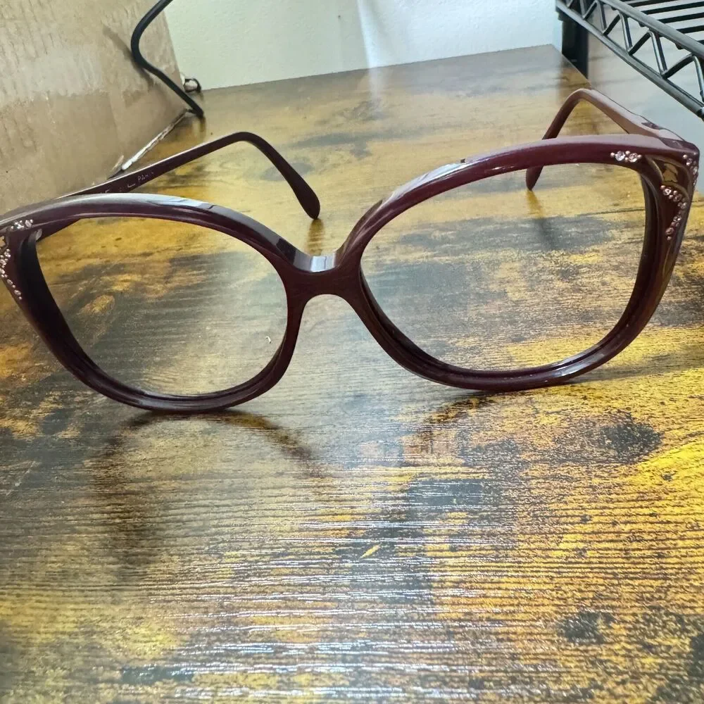 Landel Paris Eyeglasses Frames 65 S3 595 Maroon Cat Eye‎ H12035